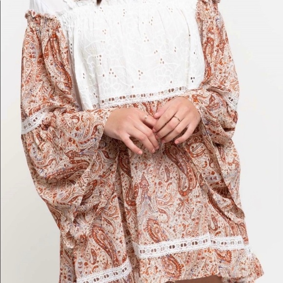 #1254 POL Festive Paisley Eyelet Dress / Tunic Top - Picture 5 of 16